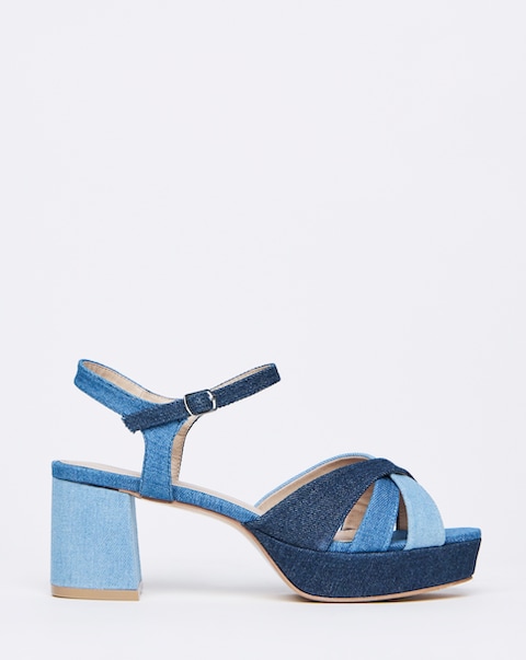 Francine Strap Detail Block Heel Platform Sandal - Wide Fit (EEE)