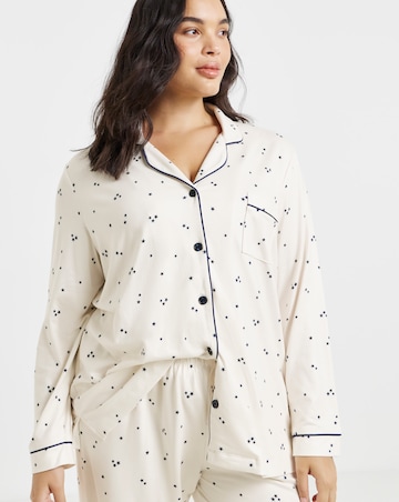 Pretty Secrets Star Print Soft Knit Button Through Pyjama Set