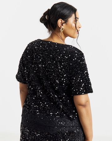 Vila O-Neck Sequin Lace Top
