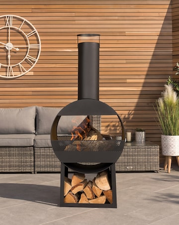 Charles Bentley Black Steel Chimenea