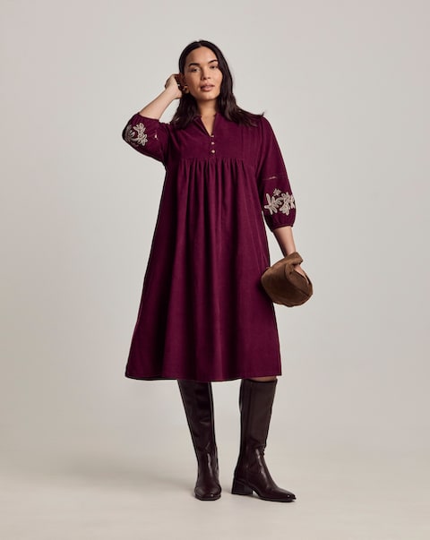 Julipa Embroidered Cord Midi Dress