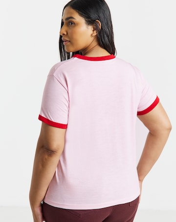 Simply Be Pink Santa Baby Ringer T-Shirt