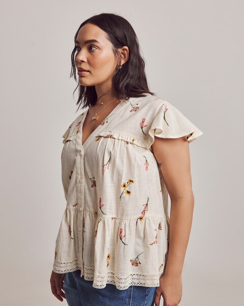 Julipa Lace Trim Peplum Blouse