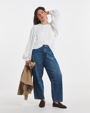 Simply Be Ivory Exaggerated Sleeve Blouse