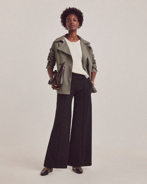 Anthology Black Ponte Pull On Wide Leg Trouser