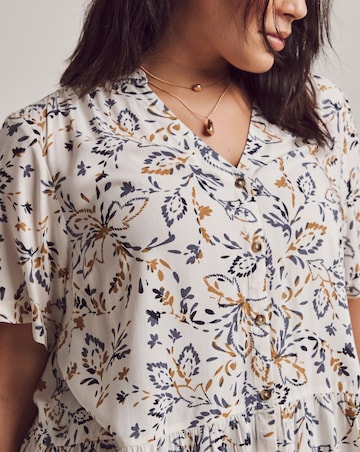 Julipa Printed Button Down Peplum Blouse