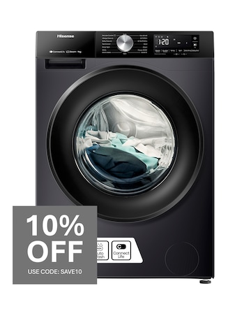 Hisense 3S Series WF3S9043BB3 WiFi-enabled 9kg 1400 Spin Washing Machine - Black
