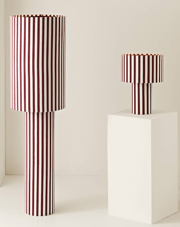 ValueLights Florence Burgundy Pinstripe Linen Midi Floor Lamp