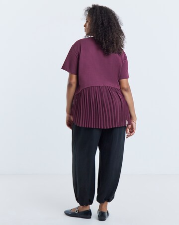 Simply Be Mulberry Tee With Woven Pleated Back