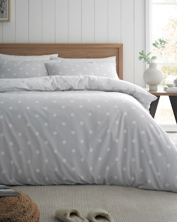 Catherine Lansfield Brushed Polka Dot Duvet Cover Set