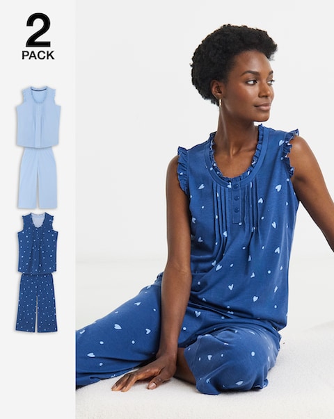 Julipa (2 Pack) Value Culotte Pyjama Sets Heart Print