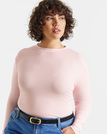 Simply Be Blush Long Sleeve Soft Rib Top