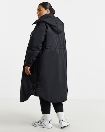 Black Fleece Lined Adjustable Waist Padded Parka