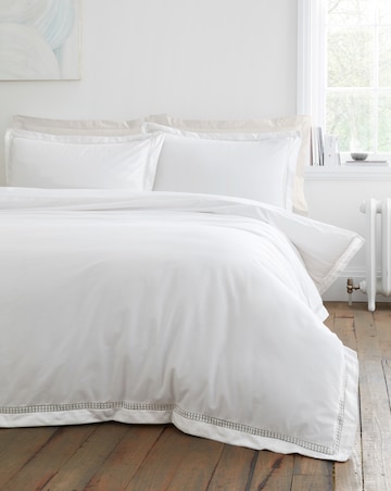 Bianca Oxford Lace Trim Duvet Cover Set