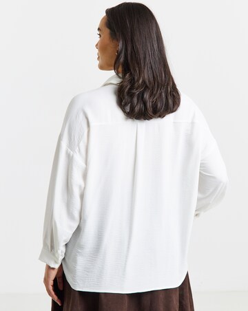 Simply Be Ivory Bow Button Shirt
