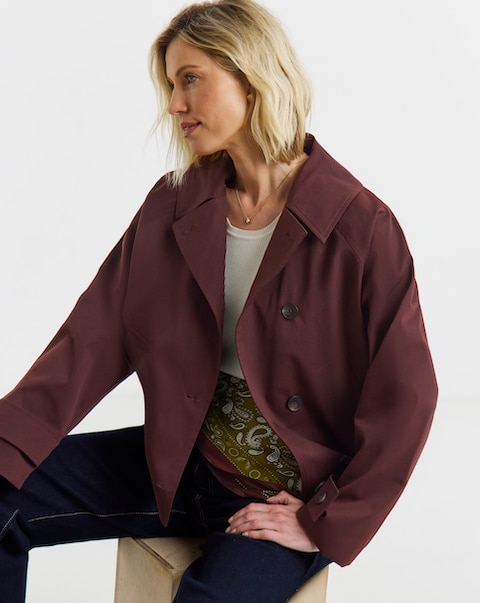 Short Hooded Trench Coat