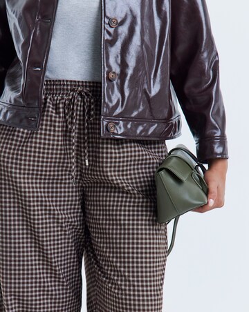Simply Be Chocolate Check Tie Waist Barrel Trouser