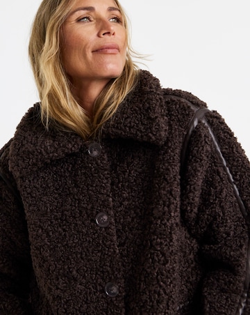 Chocolate Maxi Teddy Faux Fur Coat