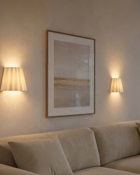 New In - Viretta Pleated Rattan Wall Lights Pair