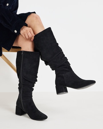 Rosie Heeled Knee High Slouch Boots - Extra Wide Fit (EEE) & Super Curvy Calf