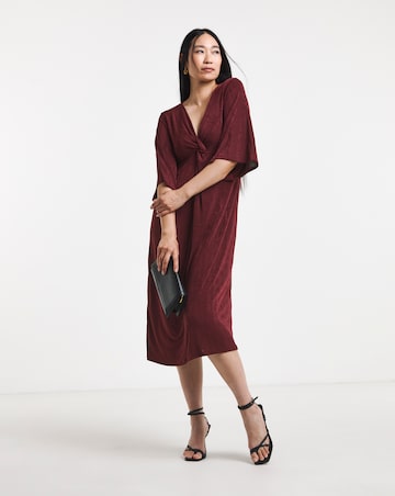 Slinky Twist Front Midi Dress