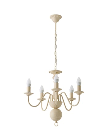 ValueLights Gothica Flemish Style 5 Way Ceiling Light Distressed White