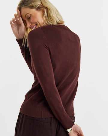 Fine Knit Crew Neck Cardigan