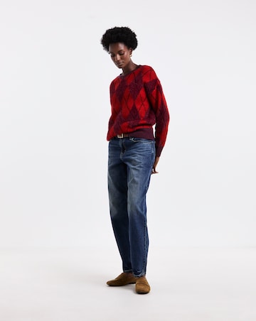 Brushed Argyle V-Neck Jumper