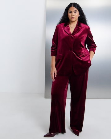 Simply Be Burgundy Velour Wide Leg Trouser Co-Ord