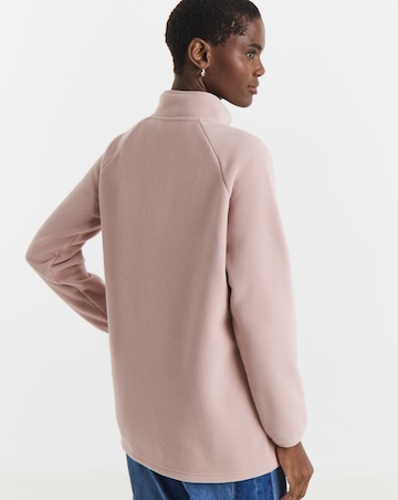 Blush Zip Through Longline Fleece