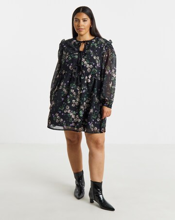 Simply Be Ditsy Print Bow Detail Skater Dress