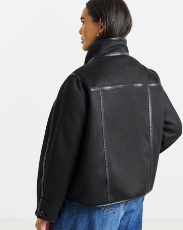 Simply Be Black Zip Front Aviator Jacket