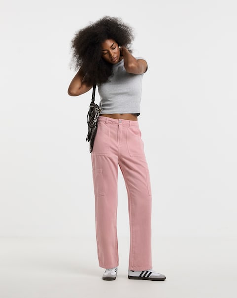 Simply Be Pink Cargo Jeans