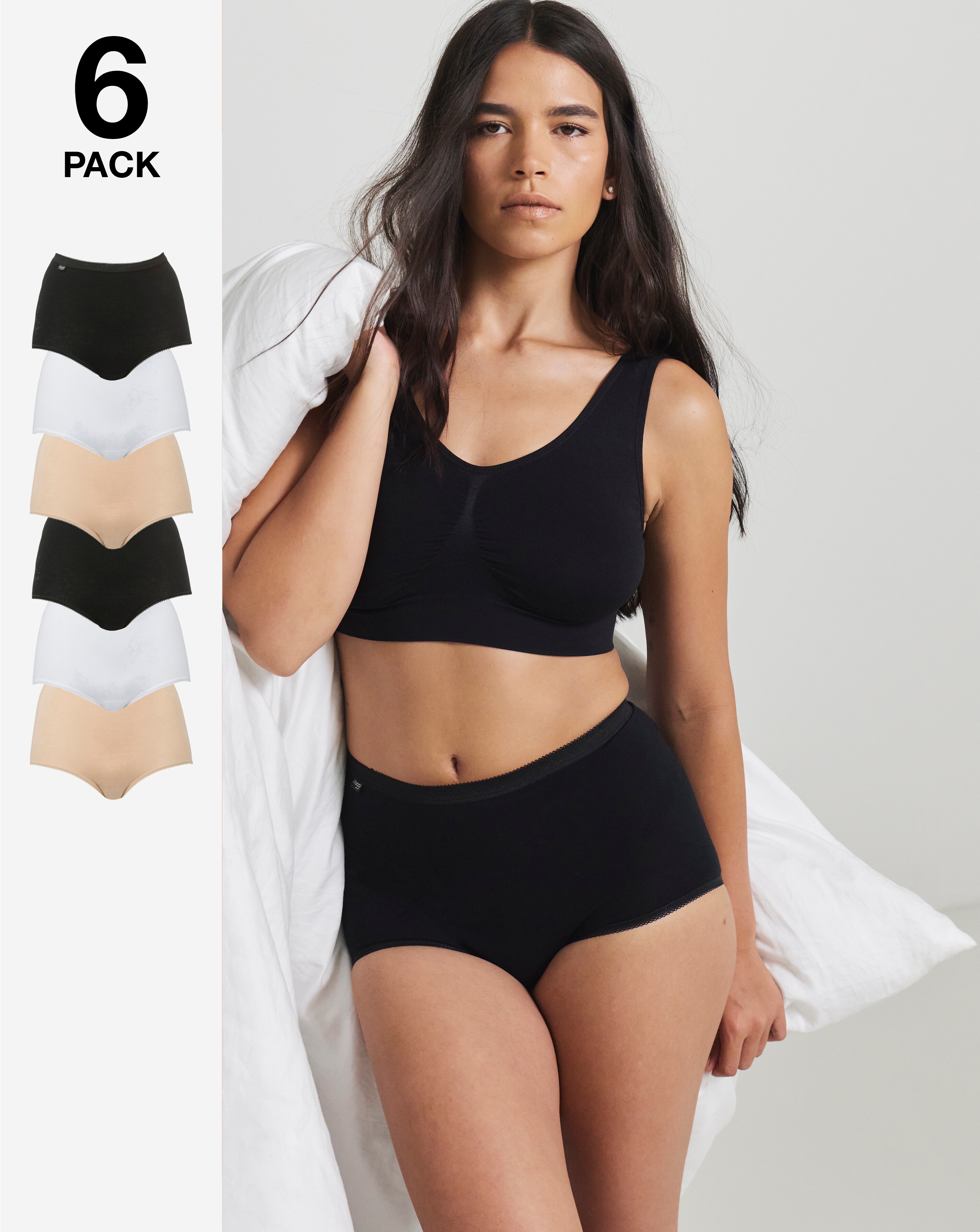 Sloggi (6 Pack) Basic Maxi Cotton Knickers White/Black/Skin