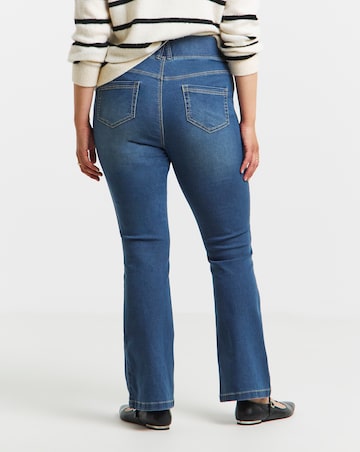 Mid Wash Stretch Flared Pull On Jeggings