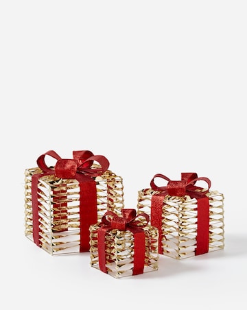 Shimmer Twist Lit Indoor Outdoor Presents Set of 3