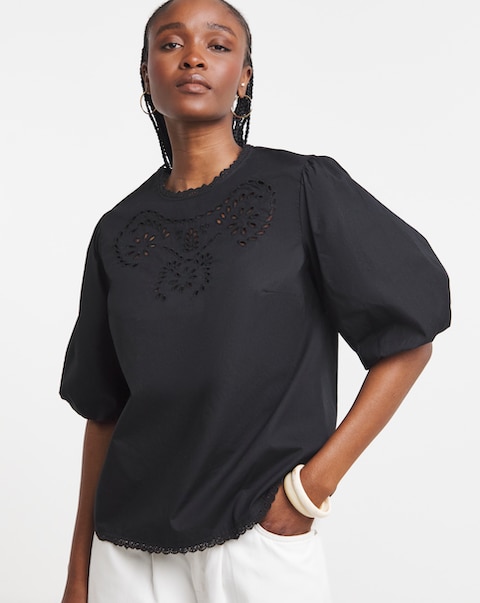 Broderie Puff Sleeve Blouse