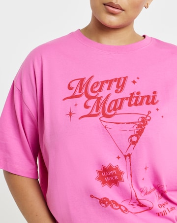 Simply Be Pink Merry Martini T-Shirt