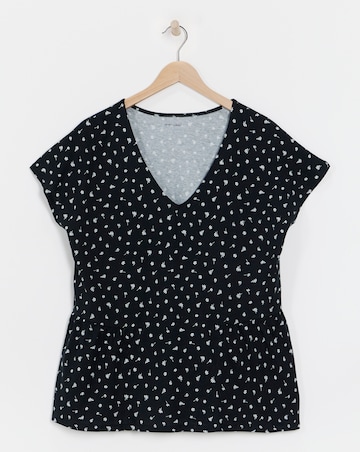 Pure Cotton V Neck Peplum Side Panel Top