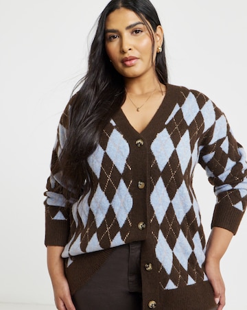 Argyle Boyfriend Cardigan