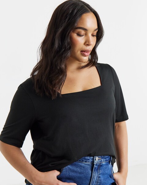 New In - Half Sleeve Square Neck Top