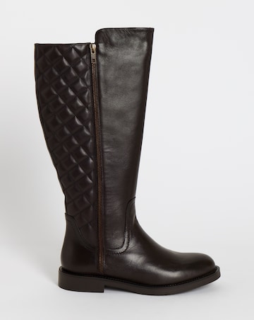 Michelle Leather Knee Riding Boots - Extra Wide Fit (EEE) & Super Curvy Calf