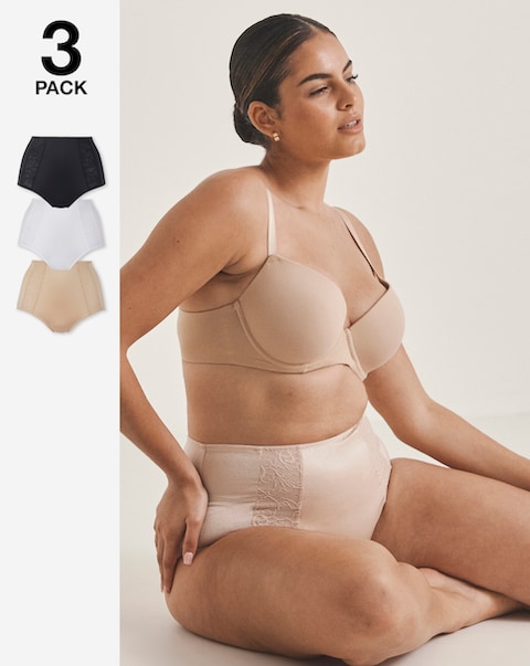 MAGISCULPT (3 Pack) Firm Control Tummy Control Midi Knickers Black/White/Almond