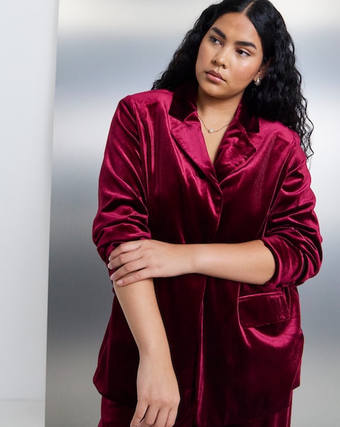Simply Be Velour Single Breasted Blazer