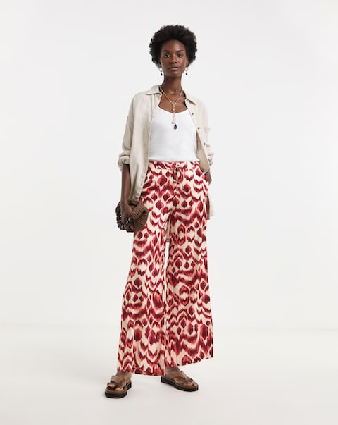 Printed Wide Leg Trousers