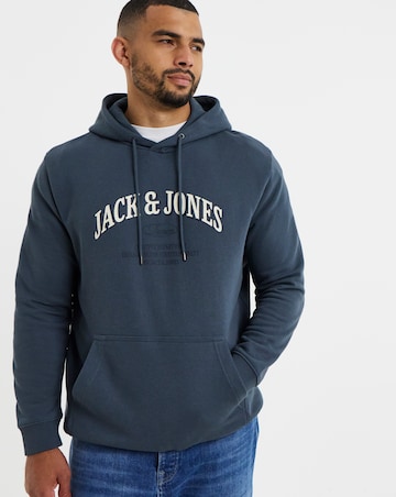 Jack & Jones Denver Logo Hoodie - Grey Blue