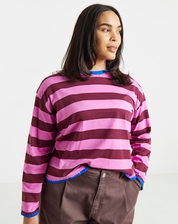 Simply Be Striped Whipstitch Long Sleeve T-Shirt
