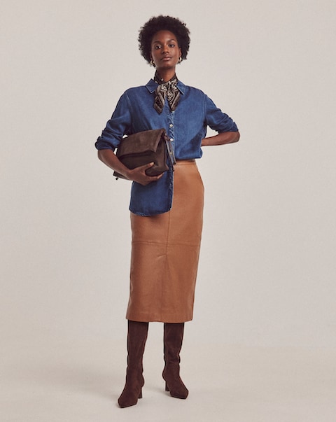 Anthology Leather Column Midi Skirt