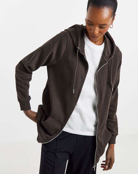 New In - Longline Zip Up Hoodie