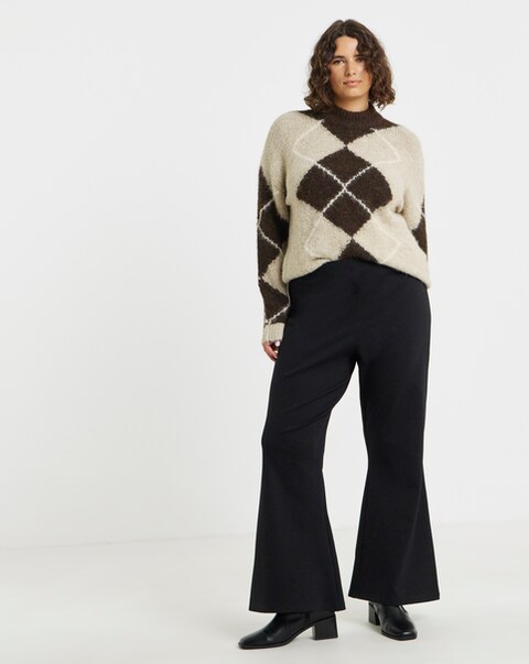 New In - Simply Be Black Ponte Flare Trouser
